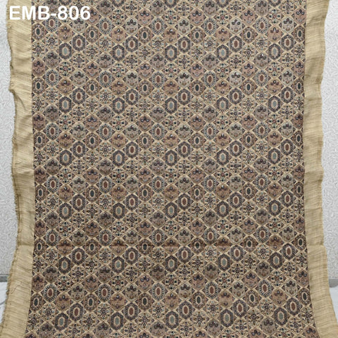 Brown Embroidery Fabric by the yard Sewing Crafting Indian Wedding Dress Regency Reticules Victorian Handbags Marie Antoinette Junk Journals