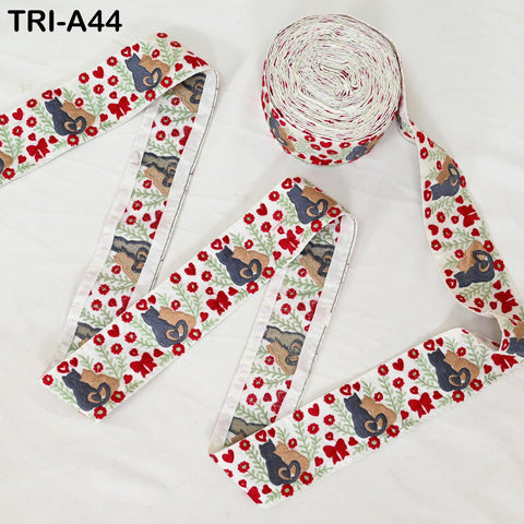 9 Yard Indian Embroidery Ribbons 5cm Christmas Decor Border Embroidered Crafting Tote Bag Costumes Holiday Ornaments Trims for Cat Lovers