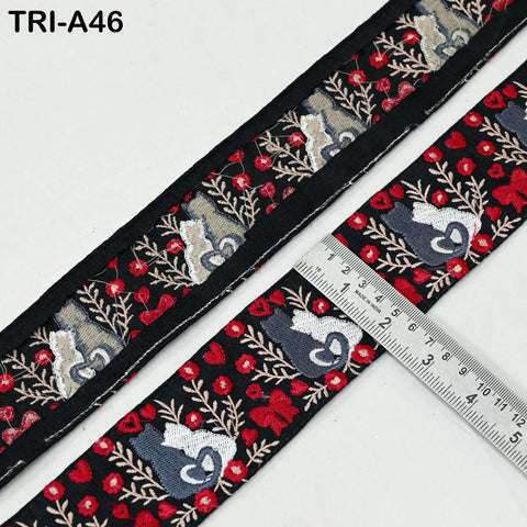 9 Yard Indian Embroidery Ribbons 5cm Christmas Decor Border Embroidered Crafting Tote Bag Costumes Holiday Ornaments Trims for Cat Lovers