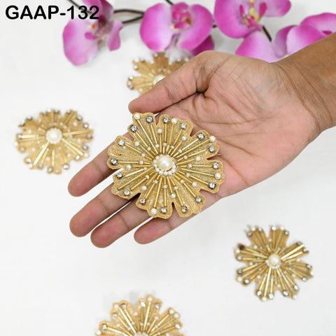 10 pc Tube Bead Floral Patch, 3 inch Appliques Handmade Sew on Dress Indian Decorative DIY Crafting Accessory Home Décor Embellishments