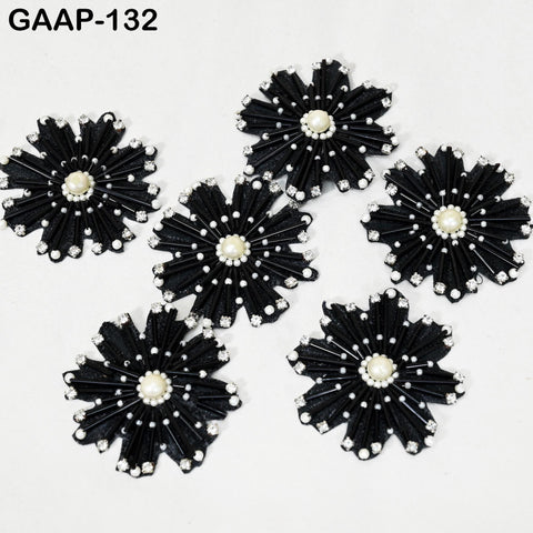 10 pc Tube Bead Floral Patch, 3 inch Appliques Handmade Sew on Dress Indian Decorative DIY Crafting Accessory Home Décor Embellishments