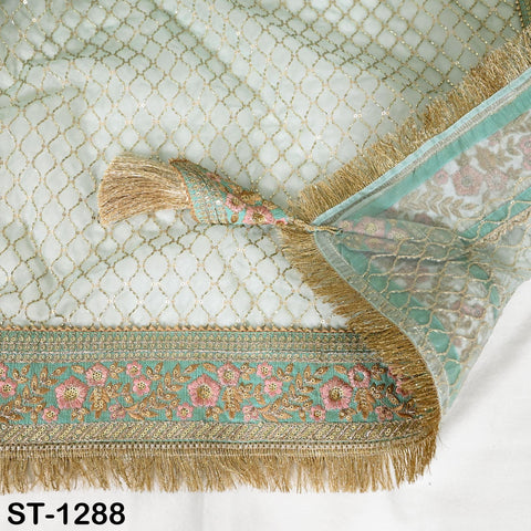 Mint Green Organza Designer Dupatta Women Bridal Wedding lehenga Chunni/Veil Beads Sequin Scarf Indian Ethnic Dress Stole Gift Bridesmaid