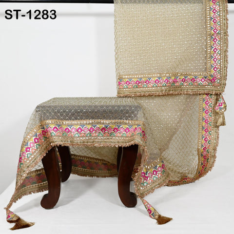 Beige Organza Designer Dupatta for women Bridal Wedding lehenga Chunni/Veil Beads Sequin Scarf Indian Ethnic Dress Stole Gift Bridesmaid