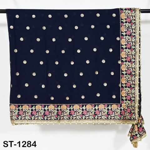 Navy Blue Georgette Designer Dupatta for women Bridal Wedding lehenga Chunni/Veil Sequin Scarf Indian Ethnic Dresses Stole Gift Bridesmaid