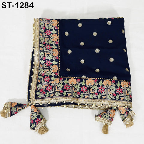 Navy Blue Georgette Designer Dupatta for women Bridal Wedding lehenga Chunni/Veil Sequin Scarf Indian Ethnic Dresses Stole Gift Bridesmaid