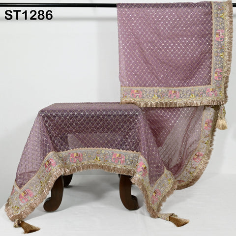 Mauve Organza Designer Dupatta for women Bridal Wedding lehenga Chunni/Veil Beads Sequin Scarf Indian Ethnic Dress Stole Gift Bridesmaid