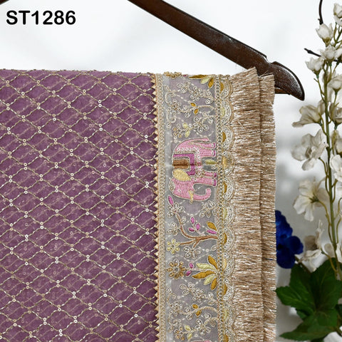 Mauve Organza Designer Dupatta for women Bridal Wedding lehenga Chunni/Veil Beads Sequin Scarf Indian Ethnic Dress Stole Gift Bridesmaid