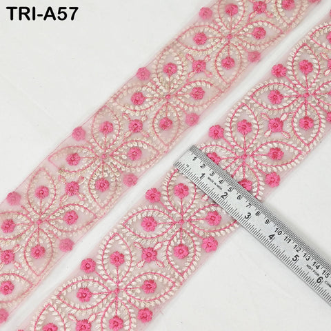 9 Yard Embroidery Ribbons Trim Embellishment Embroidered Saree Border Theatrical Costumes Crafting Sew Holidays Wreaths Decor Pink