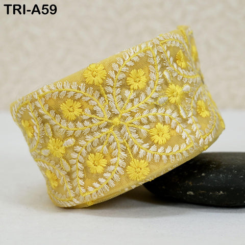 9 Yard Embroidery Ribbons Trim Embellishment Embroidered Saree Border Theatrical Costumes Crafting Sew Holidays Wreaths Decor Yellow