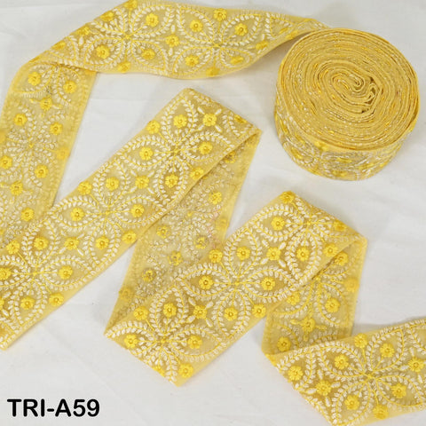9 Yard Embroidery Ribbons Trim Embellishment Embroidered Saree Border Theatrical Costumes Crafting Sew Holidays Wreaths Decor Yellow