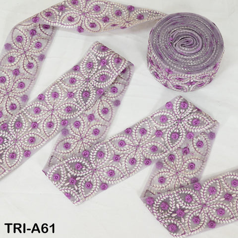 9 Yard Embroidery Ribbons Trim Embellishment Embroidered Saree Border Theatrical Costumes Crafting Sew Holidays Wreaths Decor Lavender
