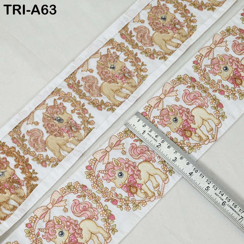 9 Yard Unicorn Ribbon Embroidered Trim 10cm Embroidery Saree Border Crafting Sari Sewing Home Décor Embellishment Bridal Dress Trimmings