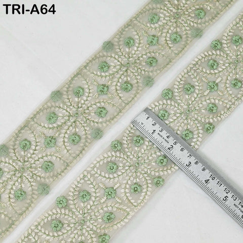 9 Yard Embroidery Ribbons Trim Embellishment Embroidered Saree Border Theatrical Costumes Crafting Sew Holidays Wreaths Decor Mint Green