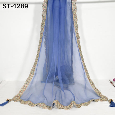 Dupatta Hand Embroidery Silk Organza Dupatta Light Weight Indian Bridal Wedding Lehenga Women Chunni Veil Scarf Crafting Dress Gift for Her