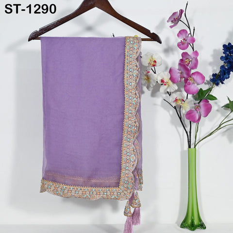 Dupatta Hand Embroidery Silk Organza Dupatta Light Weight Indian Bridal Wedding Lehenga Women Chunni Veil Scarf Crafting Dress Gift for Her