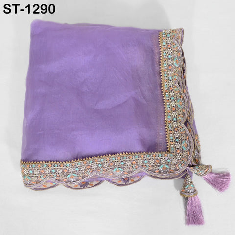 Dupatta Hand Embroidery Silk Organza Dupatta Light Weight Indian Bridal Wedding Lehenga Women Chunni Veil Scarf Crafting Dress Gift for Her