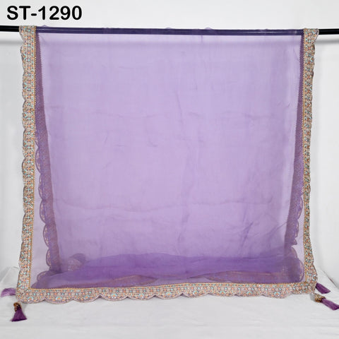 Dupatta Hand Embroidery Silk Organza Dupatta Light Weight Indian Bridal Wedding Lehenga Women Chunni Veil Scarf Crafting Dress Gift for Her