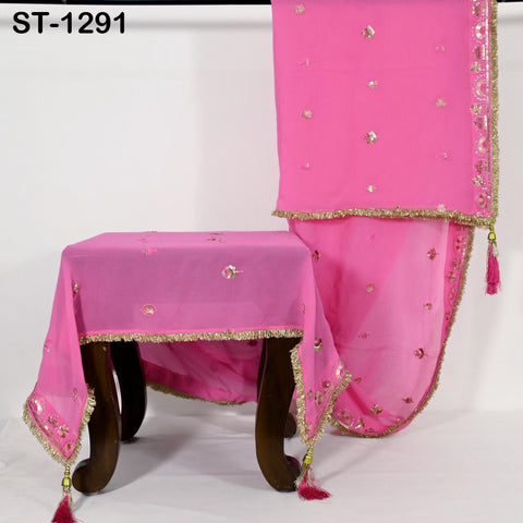 Pink Georgette Designer Dupatta for women Bridal Wedding lehenga Chunni/Veil Sequin Scarf Indian Ethnic Dresses Stole Gift Bridesmaid