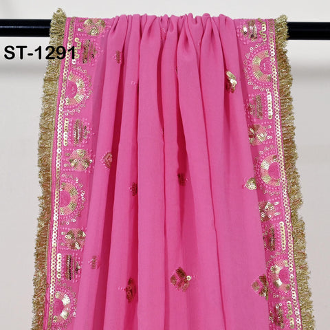 Pink Georgette Designer Dupatta for women Bridal Wedding lehenga Chunni/Veil Sequin Scarf Indian Ethnic Dresses Stole Gift Bridesmaid