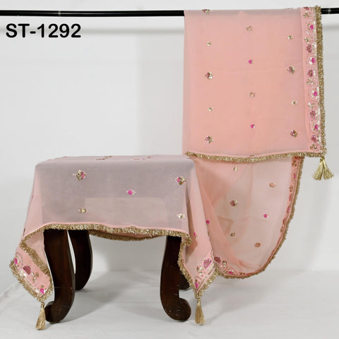 Peach Georgette Designer Dupatta for women Bridal Wedding lehenga Chunni/Veil Sequin Scarf Indian Ethnic Dresses Stole Gift Bridesmaid