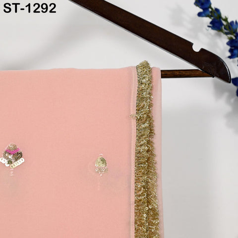 Peach Georgette Designer Dupatta for women Bridal Wedding lehenga Chunni/Veil Sequin Scarf Indian Ethnic Dresses Stole Gift Bridesmaid