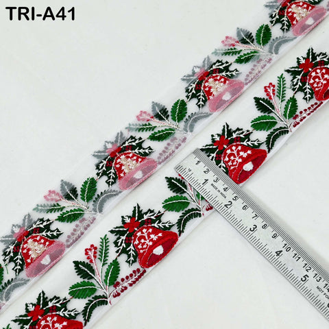 9 Yard Indian Embroidery Ribbons 5cm Trim Christmas Decor Bells Border Embroidered Crafting Tote Bag Costumes Holiday Ornaments Home