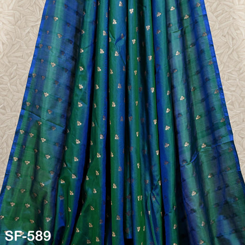 Iridescent Pure Silk Fabric by The Yard Brocade Zari Indian Wedding Dress Bridesmaids Costumes Blouses Pants Home Decor Two Tone 70gsm