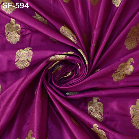 70gsm Pure Mysore Silk Fabric by The Yard Brocade Zari Indian Wedding Dress Brides Mother Knee Length Coat Theatrical Historic Costumes Sew