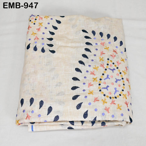 52'' Embroidered Linen fabric by the yard Pure Natural Linen Embroidery Kids and Women Summer Dress, Shorts, Skirts, Bottoms, Craft Sewing