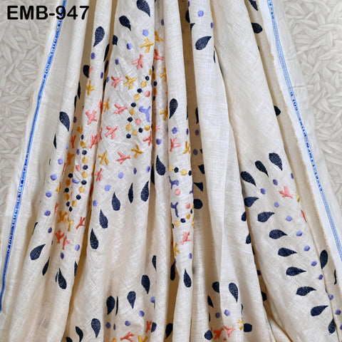 52'' Embroidered Linen fabric by the yard Pure Natural Linen Embroidery Kids and Women Summer Dress, Shorts, Skirts, Bottoms, Craft Sewing