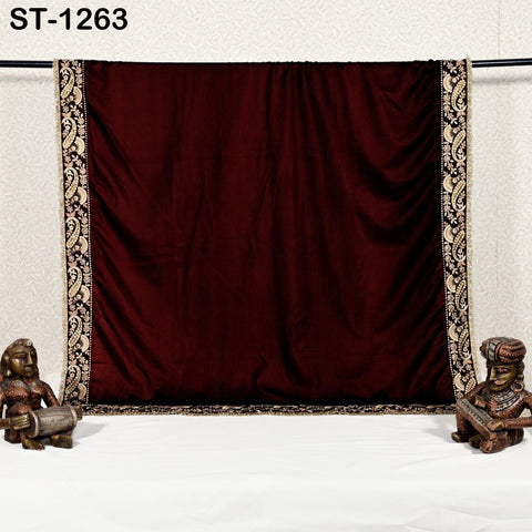 Burgundy Velvet Shawl Dupatta – Embroidered Floral Border Wrap for Bridal, Partywear & Groom Sherwani