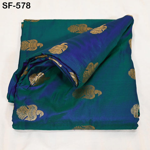 Iridescent Pure Silk Fabric by The Yard Brocade Zari Indian Wedding Dress Bridesmaids Costumes Blouses Pants Home Decor Two Tone 70gsm