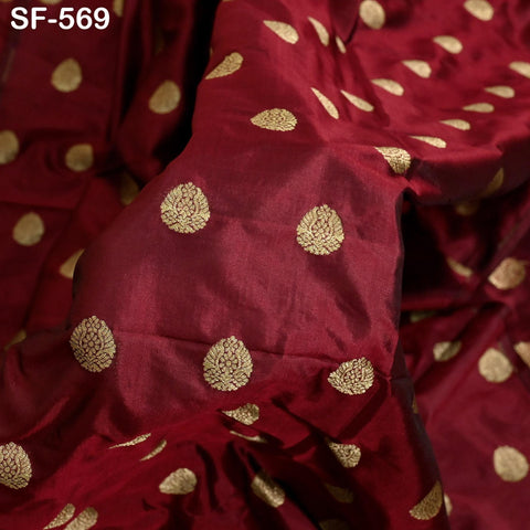 70gsm Pure Mysore Silk Fabric by The Yard Brocade Zari Indian Wedding Dress Bridesmaids Costumes Blouses Pants Home Decor Burgundy