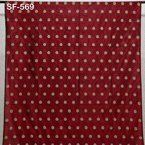 70gsm Pure Mysore Silk Fabric by The Yard Brocade Zari Indian Wedding Dress Bridesmaids Costumes Blouses Pants Home Decor Burgundy