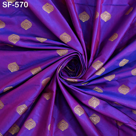 Iridescent Pure Silk Fabric by The Yard Brocade Zari Indian Wedding Dress Bridesmaids Costumes Blouses Pants Home Decor Two Tone 70gsm