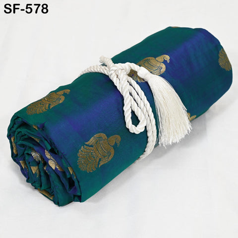 Iridescent Pure Silk Fabric by The Yard Brocade Zari Indian Wedding Dress Bridesmaids Costumes Blouses Pants Home Decor Two Tone 70gsm