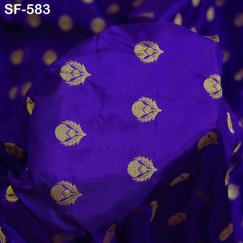 70gsm Pure Mysore Silk Fabric by The Yard Brocade Zari Indian Wedding Dress Bridesmaids Costumes Blouses Pants Home Decor Blue