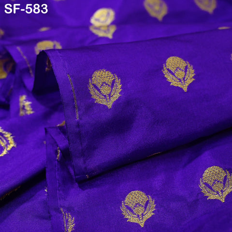 70gsm Pure Mysore Silk Fabric by The Yard Brocade Zari Indian Wedding Dress Bridesmaids Costumes Blouses Pants Home Decor Blue