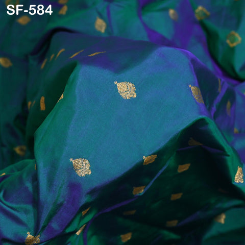 Iridescent Pure Silk Fabric by The Yard Brocade Zari Indian Wedding Dress Bridesmaids Costumes Blouses Pants Home Decor Two Tone 70gsm