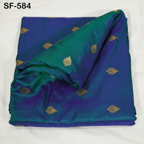 Iridescent Pure Silk Fabric by The Yard Brocade Zari Indian Wedding Dress Bridesmaids Costumes Blouses Pants Home Decor Two Tone 70gsm