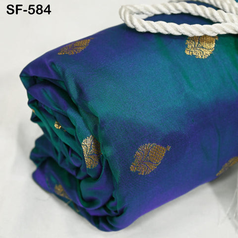 Iridescent Pure Silk Fabric by The Yard Brocade Zari Indian Wedding Dress Bridesmaids Costumes Blouses Pants Home Decor Two Tone 70gsm