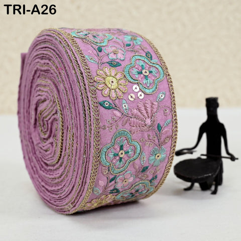 9 Yard Embroidery Yellow Ribbon Trim Embellishments DIY Crafting Indian Home Decor Embroidered Decorative Saree Border 80mm Junk Journals