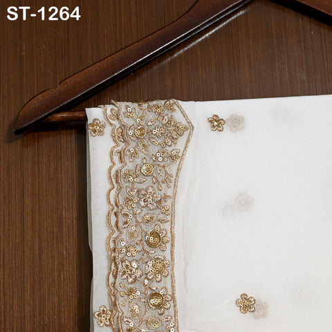 Embroidered Dyeable Dupatta Georgette Gold Sequin, Light Weight Stole, Indian Designer Wedding Lehenga Veil, Women Haldi Dress Chunni Gift