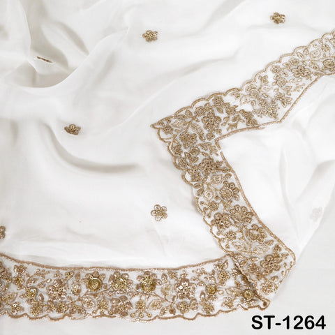 Embroidered Dyeable Dupatta Georgette Gold Sequin, Light Weight Stole, Indian Designer Wedding Lehenga Veil, Women Haldi Dress Chunni Gift