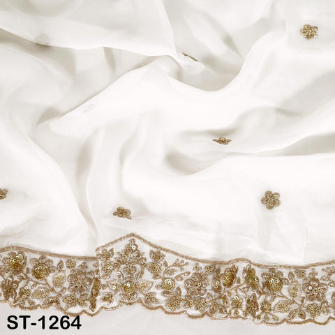 Embroidered Dyeable Dupatta Georgette Gold Sequin, Light Weight Stole, Indian Designer Wedding Lehenga Veil, Women Haldi Dress Chunni Gift