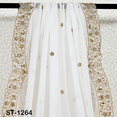 Embroidered Dyeable Dupatta Georgette Gold Sequin, Light Weight Stole, Indian Designer Wedding Lehenga Veil, Women Haldi Dress Chunni Gift