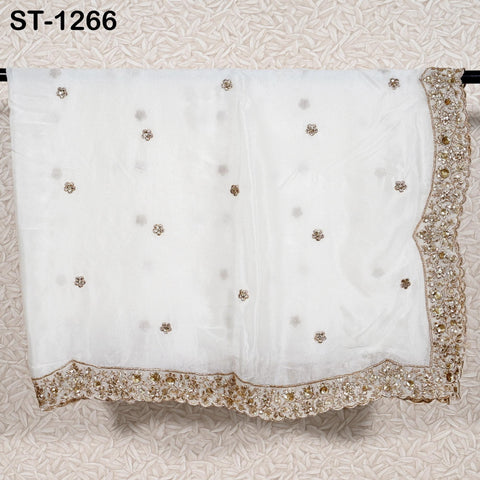 Gold Embroidered Dyeable Dupatta Chiffon Sequin, Light Weight Stole, Indian Bride Wedding Lehenga Veil, Women Haldi Dress Chunni Gift