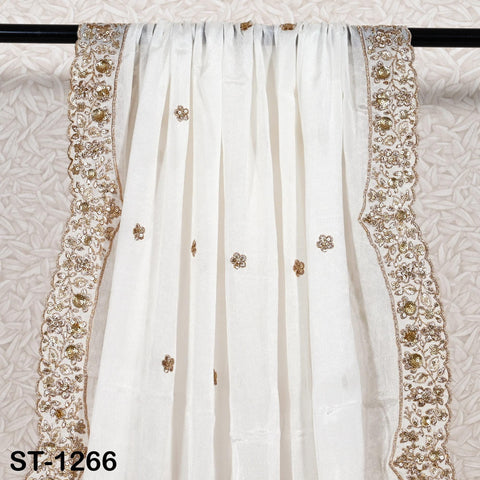 Gold Embroidered Dyeable Dupatta Chiffon Sequin, Light Weight Stole, Indian Bride Wedding Lehenga Veil, Women Haldi Dress Chunni Gift