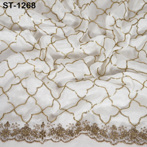 Embroidered Dyeable Dupatta Chiffon Gold Sequin, Light Weight Stole, Indian Designer Wedding Lehenga Veil, Women Haldi Dress Chunni Gift