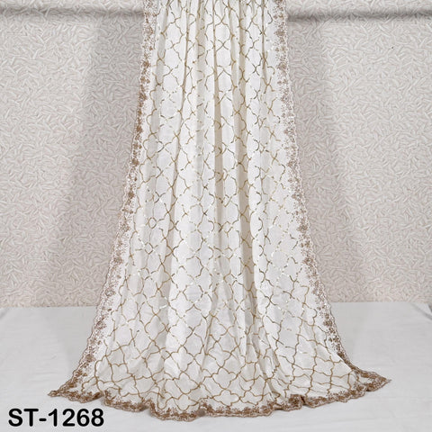 Embroidered Dyeable Dupatta Chiffon Gold Sequin, Light Weight Stole, Indian Designer Wedding Lehenga Veil, Women Haldi Dress Chunni Gift